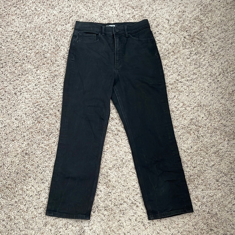 Express Black Super High Rise Straight Jean- Cropped